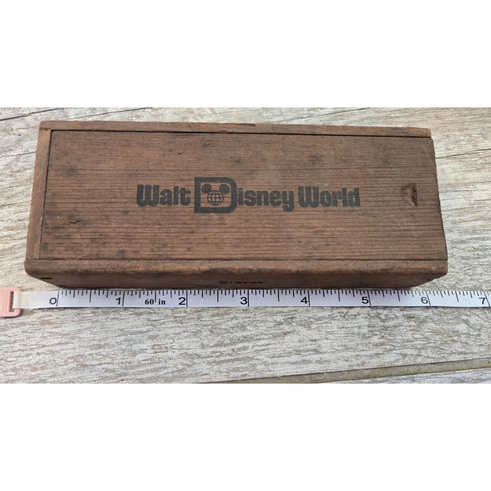 Vintage 1970's Walt Disney World Handmade Wooden 3 Brevas Cigar Box  No Cigars